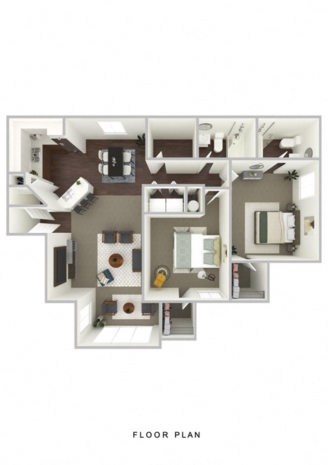 Floor plan for 2 beds, 2 baths, 1016 sqft